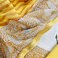 Yellow Pure Mulmul Unstitched Suit Fabric With Floral Print