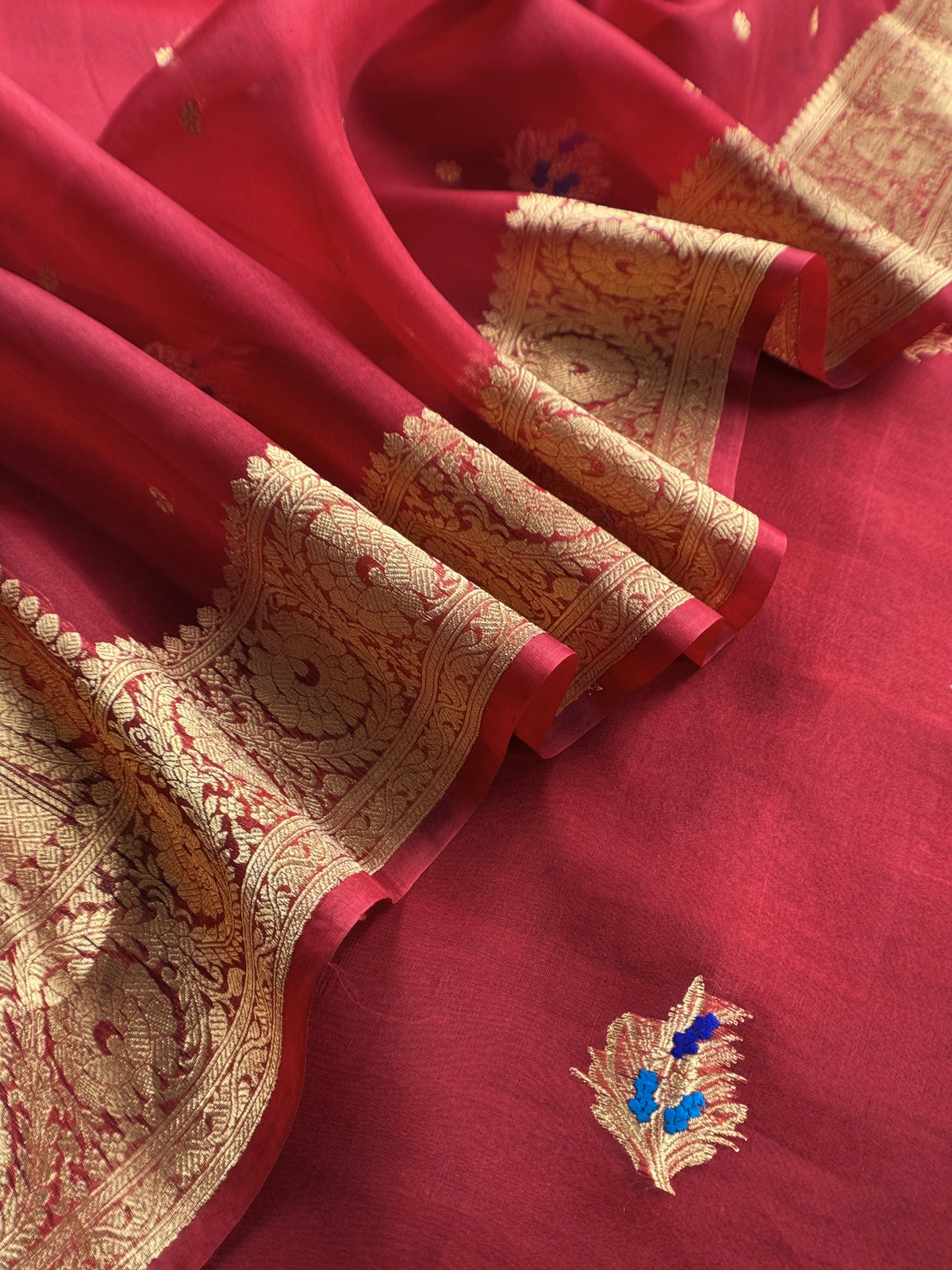 Maroon Handloom Kora Silk Kurta And Kora Silk Dupatta With Meenkari Weaving
