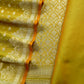 Yellow Green Katan Silk Suit with Brocade Weaving