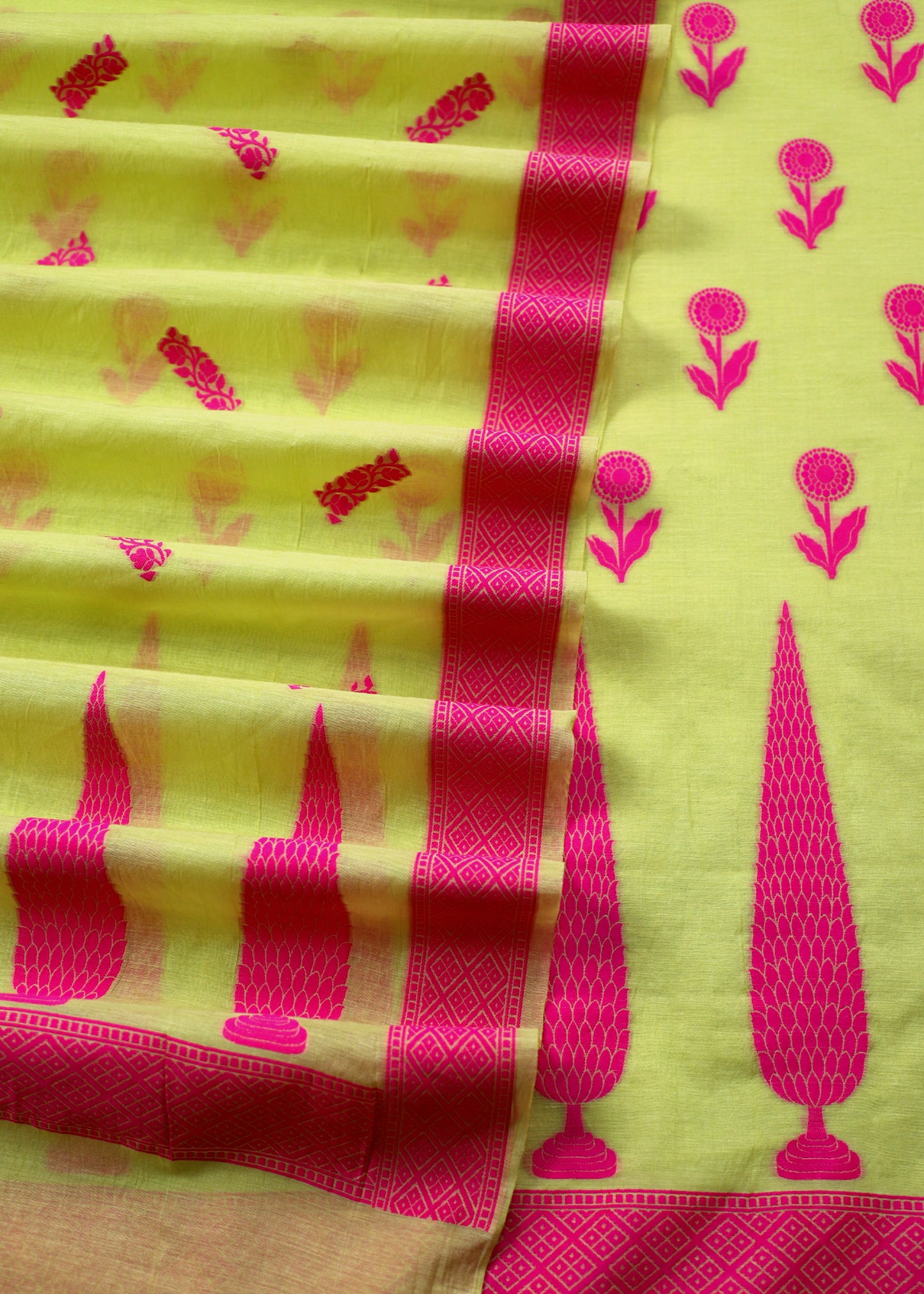 Banarasi Handloom Cotton Unstitched Suit With Contrast Cutwork Weaving