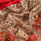 Red Paisley Block Print Pure Maheshwari Silk Unstitched Suit