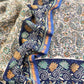 Blue Paisley Block Print Pure Maheshwari Silk Unstitched Suit