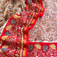 Red Paisley Block Print Pure Maheshwari Silk Unstitched Suit