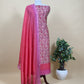Yellow and Red Paisley Block Print Pure Maheshwari Silk Unstitched Suit