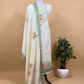 White And Mustard Foral Chanderi Blend Unstitched Suit With Zari Weaving