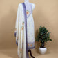 White And Mustard Foral Chanderi Blend Unstitched Suit With Zari Weaving