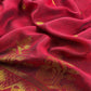 Blood Red Handloom Linen Suit Fabric With Jamdani Weaving