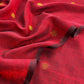 Blood Red Handloom Linen Suit Fabric With Jamdani Weaving