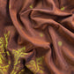 Walnut Brown Handloom Linen Suit Fabric With Jamdani Weaving