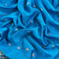 Royal Blue Handloom Linen Suit fabric With Jamdani Weaving