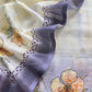 White And Blue Foral Chanderi Blend Unstitched Suit With Zari weaving