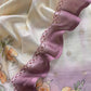 White And Purple Foral Chanderi Blend Unstitched Suit with Zari weaving