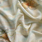 White And Mustard Foral Chanderi Blend Unstitched Suit With Zari Weaving