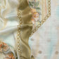 White And Mustard Foral Chanderi Blend Unstitched Suit With Zari Weaving