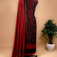 Black Block Print Maheswari Silk Suit With Red Dupatta