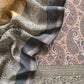 Fawn And Grey Paisley Block Print Pure Maheshwari Silk Unstitched Suit