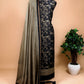 Black Block Print Maheswari Silk Suit With Red Dupatta