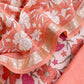 Orange Pure Mul Cotton Unstitched Suit With Dupatta