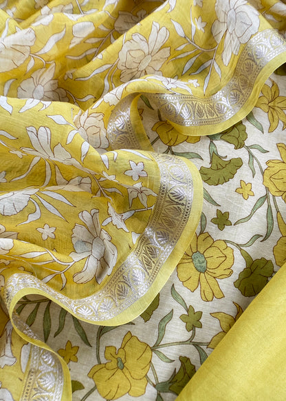 mul cotton unstitched suit with dupatta

