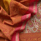 Yellow and Red Paisley Block Print Pure Maheshwari Silk Unstitched Suit