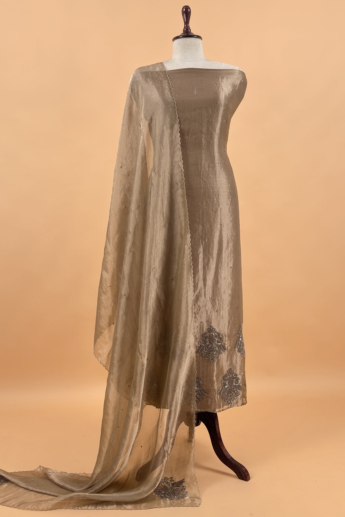 Buy wedding wear suit in tissue silk fabric

