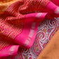 Yellow and Red Paisley Block Print Pure Maheshwari Silk Unstitched Suit