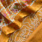 Camel Yellow Maheshwari Silk Unstitched Suit With Bandhani And Patola Print