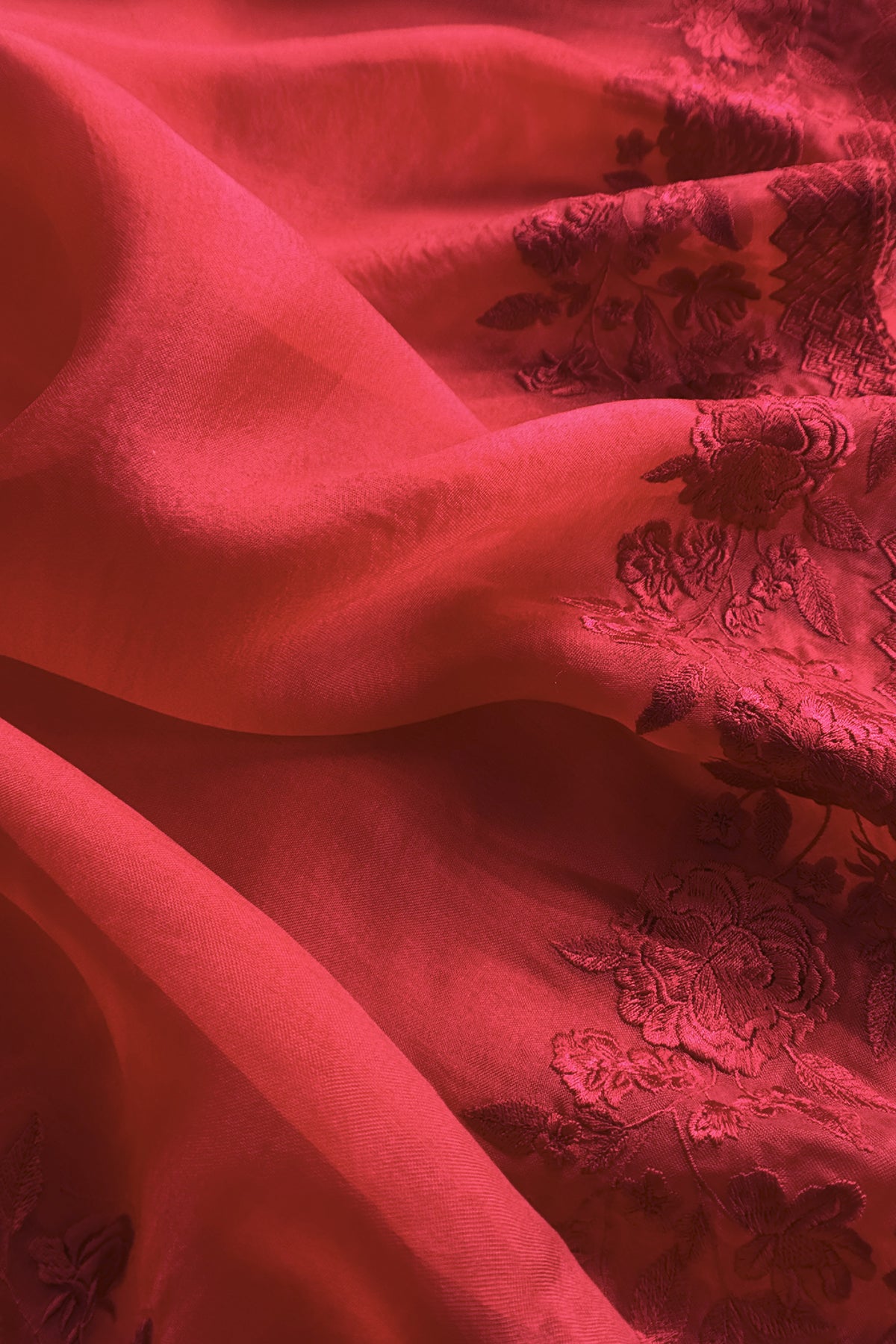 Luxury kora silk suit with parsi embroidery
