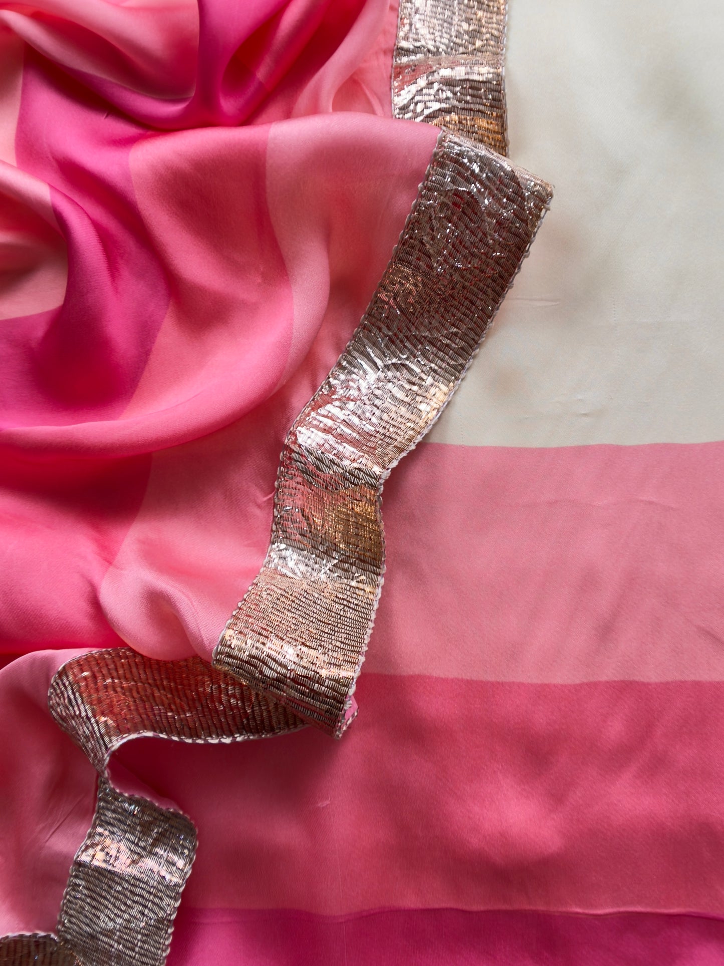 Rohit Bal Abstract Digital Print Pure Satin Silk Dupatta-Suit With Laces