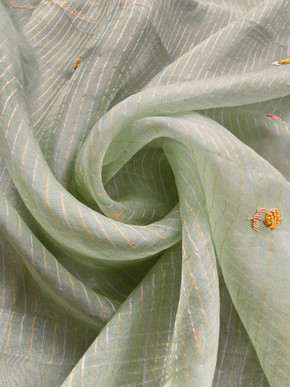 Festive Light Green Pure Tissue Silk Suit With Resham Embroidery