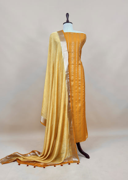 Red Varanasi Silk Suit With Zari Weaving