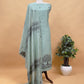 Light Blue Linen Chanderi Suit Fabric With Traditional Jamdani Weaving