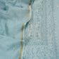 Sky Blue Lakhnavi Mul Chanderi Suit With Dupatta