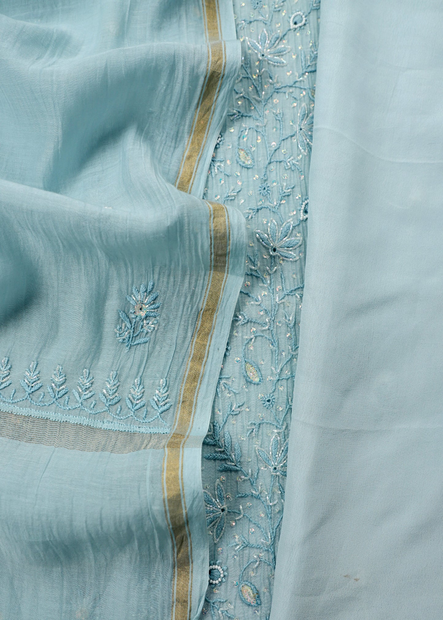 Lakhnavi Mul Chanderi Suit With Dupatta