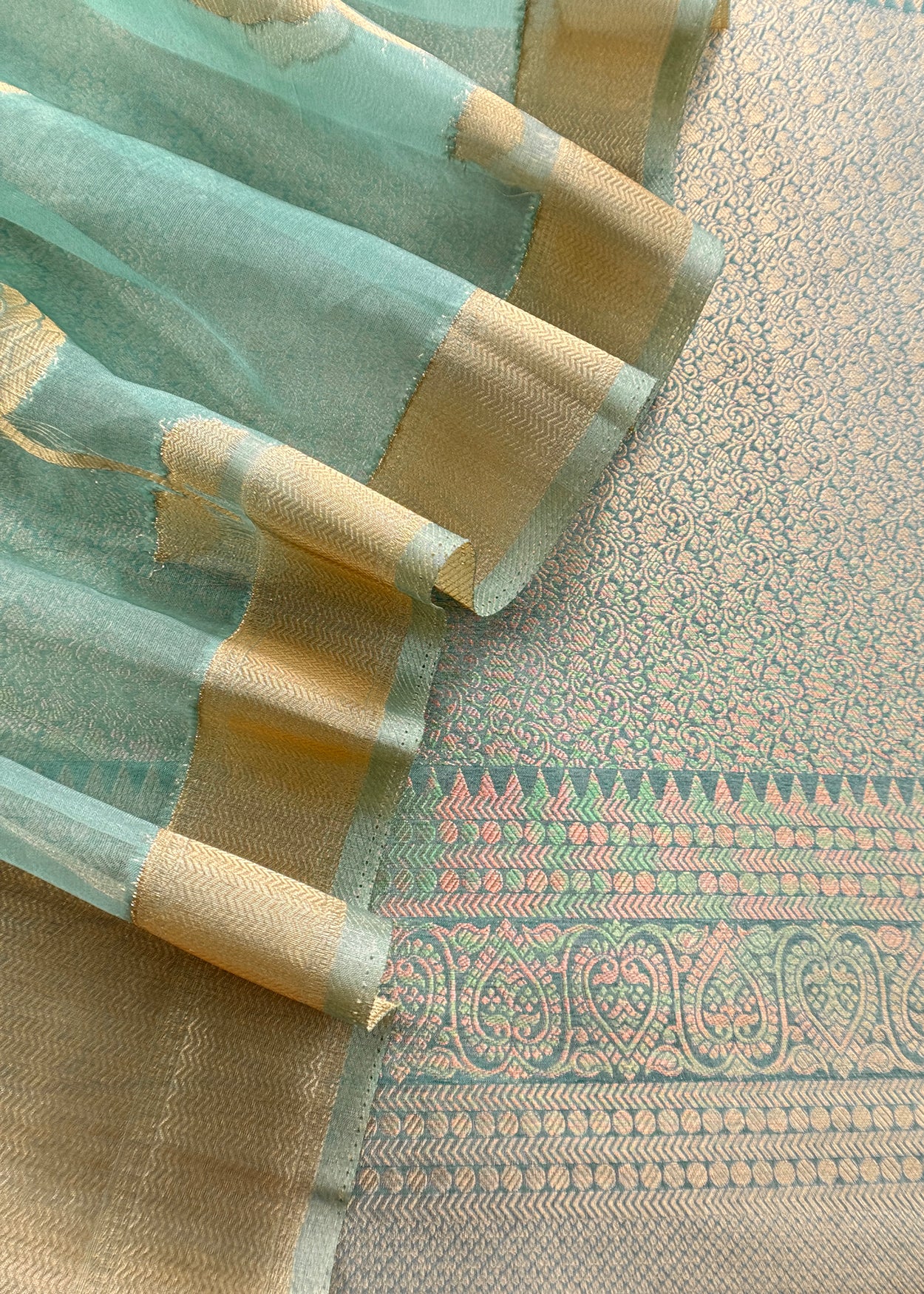 Brocade woven suit set with tissue silk dupatta

