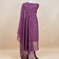Purple Chanderi Unstitched Suit With Gold Zari Jamdani Weaving