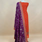 Orange And Purple Contrast Banarasi Silk Suit Fabric With Zari Weaving