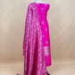 Rani Pink Chidiya Handloom Katan Silk Suit Fabric With Kadwa Weaving