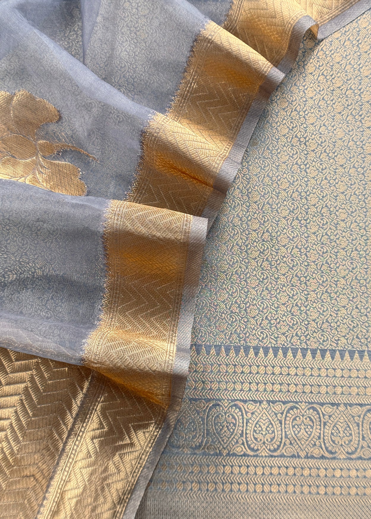 Brocade woven suit set with tissue silk dupatta

