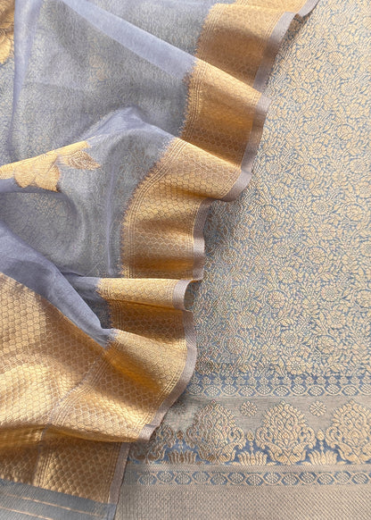 Brocade woven suit set with tissue silk dupatta

