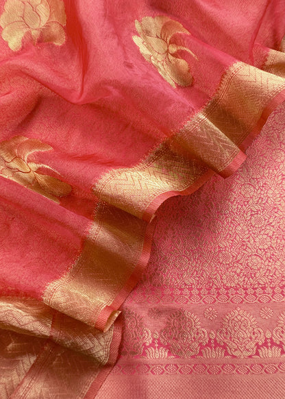 Brocade woven suit set with tissue silk dupatta

