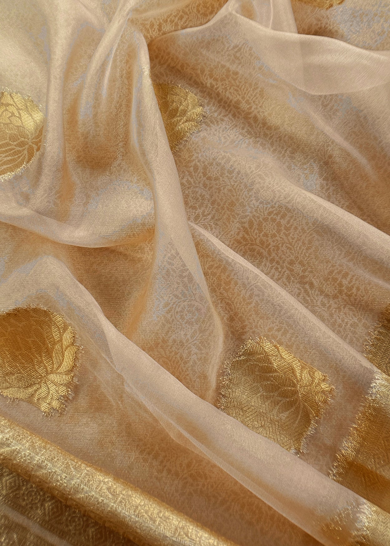 Brocade woven suit set with tissue silk dupatta

