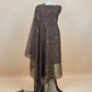 Wenge Brown Chanderi Unstitched Suit With Gold Zari Jamdani Weaving