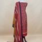 Rose Red Pure Pashmina Unstitched Dupatta-Suit With Kani Print