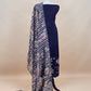 Forest Green Kora Silk Suit Fabric With Appliqué Work And Hand Embroidery