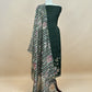 Forest Green Kora Silk Suit Fabric With Appliqué Work And Hand Embroidery