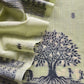 Apple Green Linen Chanderi Suit Fabric With Traditional Jamdani Weaving