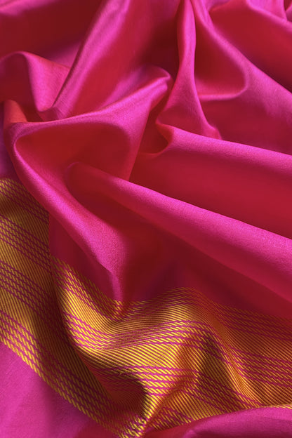Pink Handloom Zari Weaving Silk Suit With Kora Dupatta
