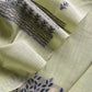 Apple Green Linen Chanderi Suit Fabric With Traditional Jamdani Weaving