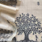 Beige Linen Chanderi Suit Fabric With Traditional Jamdani Weaving